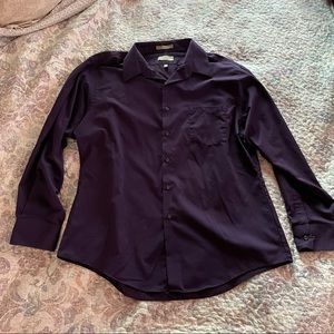 Van Heusen Fitted Purple Long Sleeve Dress Shirt XL 17.5 34/35